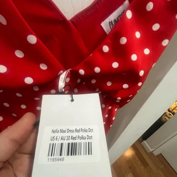 Nellie Red Polka Dot Maxi Dress - Picture 3 of 8